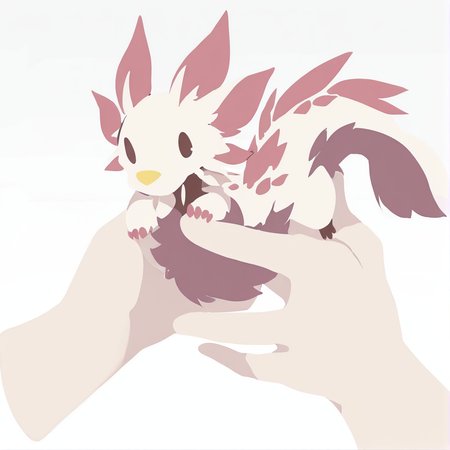 flat color,(no lineart:1.0025),pokemon (creature),animal focus,dragon,chibi,cute,meme,disembodied hand,holding creature,holding,5 fingers,
photography \(artwork\),inside,white background,
<lora:MIZUTSUNE-ILL-ADAM-V3-000018>,mizu,yellow nose,solo,, masterpiece,best quality,amazing quality,very aesthetic,highres,absurdres,