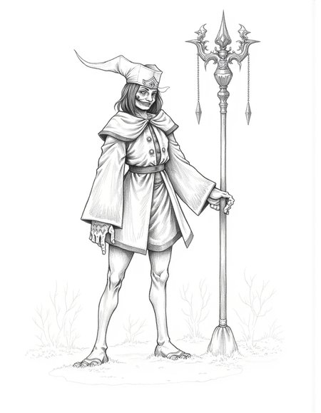 Halloween_Art_Style_Concept, A black-and-white pencil drawing