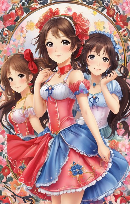 masterpiece,best quality,<lora:tbh230-sdxl:0.9>,illustration,Khokhloma, portrait of idolmaster cinderella girls,