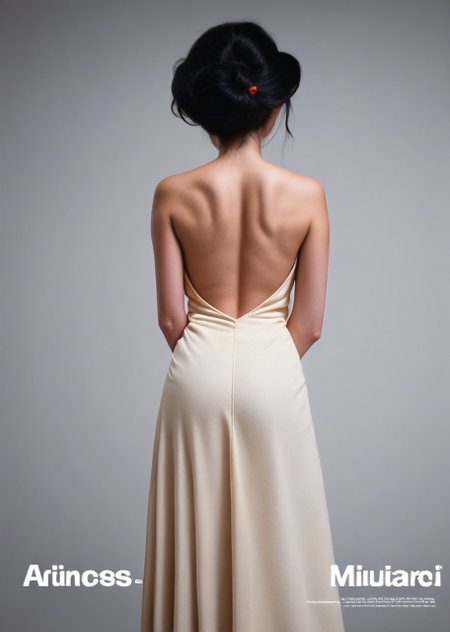 princess Mulan,, <lora:princess_pony_v1:0.5> 1girl dress <lora:AA_Ads_Only:.9> 445l34z3, 445l34z3ADVERT, standing, from behind, backless outfit, american apparel,, score_9, score_8_up, score_7_up, score_6, score_5, score_4,