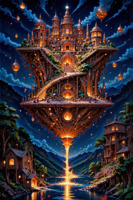 (floating city),  beautiful (Equatorial Guinean) fantasy landscape,  bright luminous night, woman, intricate, very detailed, sharp, colorful, <lora:Hand v2:1> <lora:Anti-Blur:1> <lora:Insane Detail Slider:0.5>   <lora:Flux.1_Turbo_Detailer:0.6> <lora:flux-photo-transparent_Alpha_1.0:0.8> <lora:flux.1_lora_flyway_Epic-detail_v2:0.6> <lora:Painterly01b_CE_FLUX_AIT:0.8> pntrlyCE_style, <lora:VividlySurreal:0.8>, <lora:FluxMythP0rtr4itStyle:0.8> mythp0rt