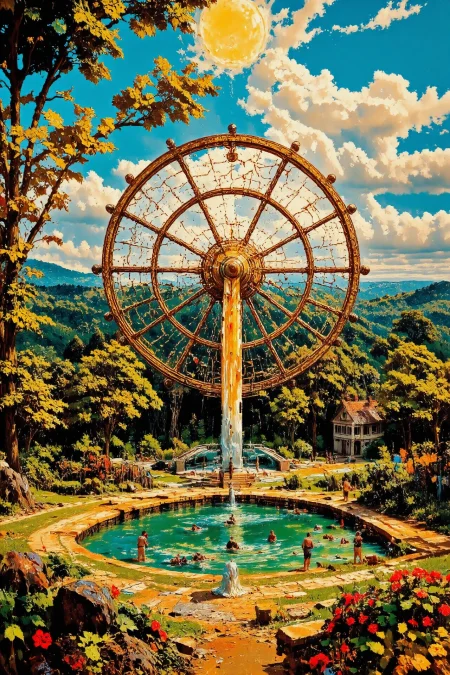 ferris wheel, beautiful  Sri Lankan surreal landscape, woman, vivid colors, colorful, multilayer paint splash style, <lora:Hand v2:1> <lora:Anti-Blur:1> <lora:Insane Detail Slider:0.5>   <lora:Flux.1_Turbo_Detailer:0.6>   <lora:flux-photo-transparent_Alpha_1.0:0.8> <lora:flux.1_lora_flyway_Epic-detail_v2:1>   <lora:Painterly01b_CE_FLUX_AIT:0.8> pntrlyCE_style <lora:PsykeV1:1>  <lora:VividlySurreal:1>