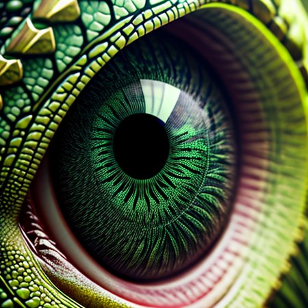 macro shot, close-up of a green tyrannosaurus rex eye, intricate iris, ultrarealistic, eye surrounded by scales, highly detailed, octane render, ray tracing