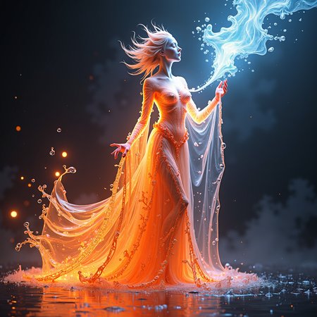 A Waterized Fire<lora:WaterizedFlux_rank4:1>