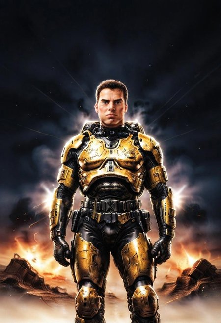 realistic, dark theme, low light, 1boy, solo.
fit body, SFMale, Male soldier, Power Armor.