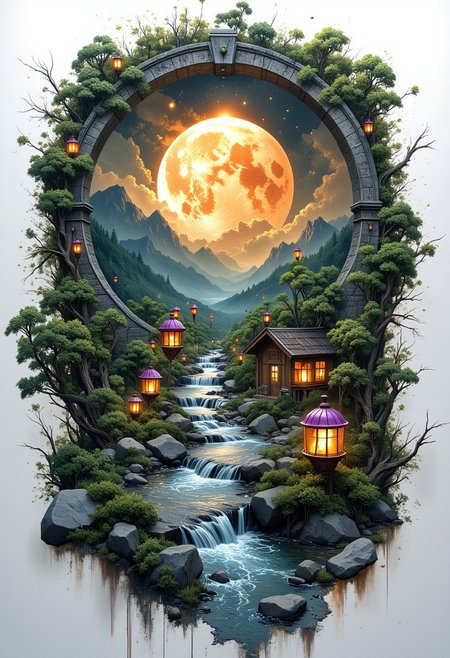 Create a fantasy-themed image that combines the style of watercolor painting and concept art.