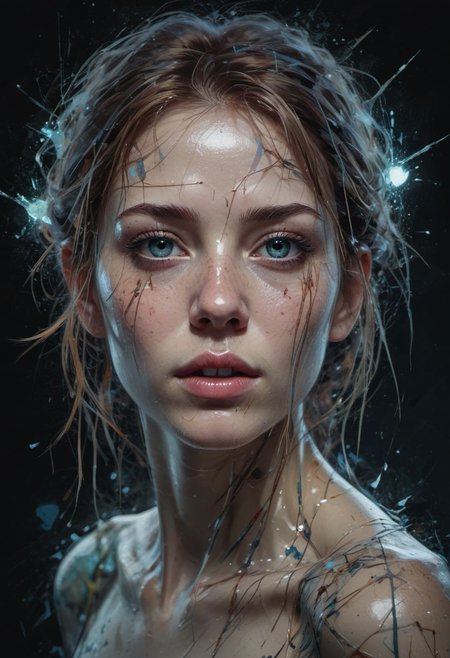 abstract beauty, centered, looking at the camera, approaching perfection, dynamic, moonlight, highly detailed, digital painting, artstation, concept art, smooth, sharp focus, illustration, art by Carne Griffiths and Wadim Kashin