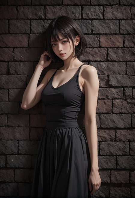 ,ruanyi1277,brick wall,<lora:1277 brick wall_v1_pony:1>, score_9,score_8_up,score_7_up,,8k,1girl,solo,,