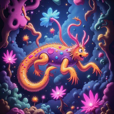 highly detailed, intricate, detailed background, award-winning macro photo, (short depth of field:1.2), hyper realistic, neon hues, subsurface scattering, the diminutive "colossal noodlelorm" is a (softly glowing:1.3) dimension traveling creature, its climfrypowered (bioluminscent quibblesnatches:1.1) help it navigate the vibrant wilderness on planet "hardbloom i", with its translucent agglefrecks it absorbs nutrients from its thwindered prey, (dappled sunlight:1.1), golden ratio, in the style of ck-ovf, amanoer, seusiancartoon, aidmamj6.1, 
<lora:style-oneviolentfantasy-ep21-flux-by_chronoknight:0.4> 
<lora:style-seussian_cartoon-flux-by_daalis:0.92> 
<lora:midjourney_61-v0.4-flux-by_aidma:0.68> 
<lora:faetastic_details-flux-by_faeia:0.6>