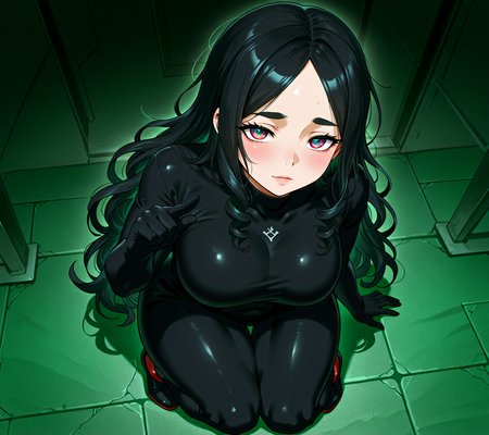 PonyScores7, source_anime, IllustriousQual, <lora:natsumi_style:0.5>, <lora:by_usakun-pony:0.4> by usakun, <lora:Akina_Bbw_Style_-_PonyXL:0.2> AkinBw
BREAK (Eye-level angle view medium, focus on legs)
BREAK 1girl, mature female, (round face:1.2), (thick eyebrows:1.3), (curvy), round-chin, caucasian, (plump face), <lora:Round_face:0.2>, <lora:ETO_OCPonyXL:0.3> eto_oc, skindentation, (plump), thick thighs, wide hips, busty, voluptuous, lips, <lora:venus body PonyXL:0.3>, <lora:shinyskin2:0.2> glistening skin
BREAK  (((curly hair), long hair, (black hair:1.4), (parted hair:1.7), messy hair, kinky curls, <lora:hairdetailpxl:0.2> hairdetailpxl))
BREAK ((half green and brown eyes), (colorful eyes), (multicolored eyes), (downturned eyes:1.4), <lora:expressive eyes:0.2> expressive eyes, <lora:eyedetailpxl:0.2> eyedetailpxl, <lora:Eyes_High_Definition:0.2> EyesHD)
BREAK ((Ashen, A pale grayish face often associated with illness or shock,  <lora:Expressive_H:0.2> Expressiveh, <lora:Emotional_Anime_Expressions_PonyXL_Concept:0.2> emotional, <lora:Best_Facial_Expression_LoRA_PONY:0.2>, looking at viewer, <lora:Detailed expressive EXEV style -XL Pony V1.0:0.2> FaceDetail))
BREAK ((one hand pointing, signaling direction))
BREAK bronze wool classic black bodysuit with distressed jeans and red ankle boots
BREAK (((By the Black Forest in Germany with dense trees)))
BREAK <lora:xl_more_art-full_v1:0.2>, <lora:aesthetic_anime_v1s:0.2>, <lora:EpicF4nta5yXL:0.2>, <lora:detailxl:0.2> detailxl, <lora:Fant5yP0ny:0.2>, best quality, amazing quality, best aesthetic, absurdres, illustration, Volumetric_Lighting, ultra-detailed, very aesthetic, intricate details, 8k, masterpiece, best_quality
BREAK Stable_Yogis_PDXL_Positives, <lora:Complicated fantasy portrait - XL Pony V2.0:0.2>, <lora:HDA_Detailer:0.3>, HDA_FatGirlXL