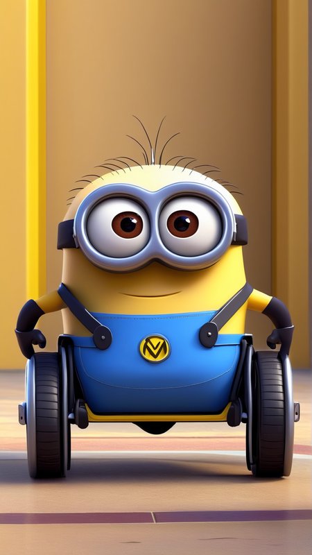 <lora:MinionStyleXL:1.3> MinionStyle Wheelchair as a minion, 3D, pixar, CG, (colorful:1.2)
