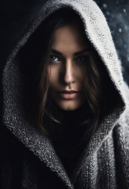 cozy lighting, dark background, portrait, unusual composition, use of negative space, spectral, eye close-up, facial scars