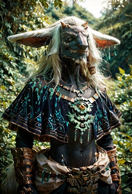 score_9, score_8_up, score_8, score_7_up, rauru totk, anthro, scalie, 1boy, solo, zonai, white hair, dark fur, athletic,  sexy pose, smug, cinematic, photorealistic, hyperrealism, real life, hi res, extreme detail, masterpiece, best quality, fur