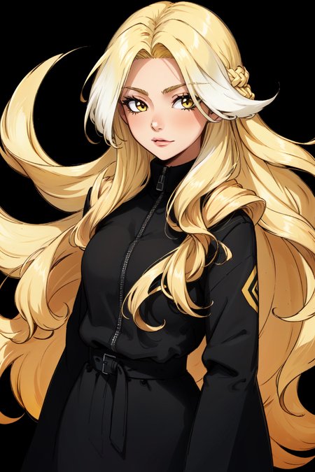 1girl, long hair, ((ombre yellow hair)), two-tone hair, multicolored hair, <lora:Ombre Hair:0.8>, long hair, close-up, solo, looking at viewer, simple background,