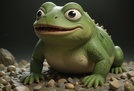 cinematic, sense of scale, 1 large stoned pepe_frog+chonkasaurus, reptile skin, slimey, raytracing, HD, 4k, floating energy, night, dark, (energy effects:1.3), <lora:chonkasaurus-000003:1>, <lora:add-detail-xl:2>