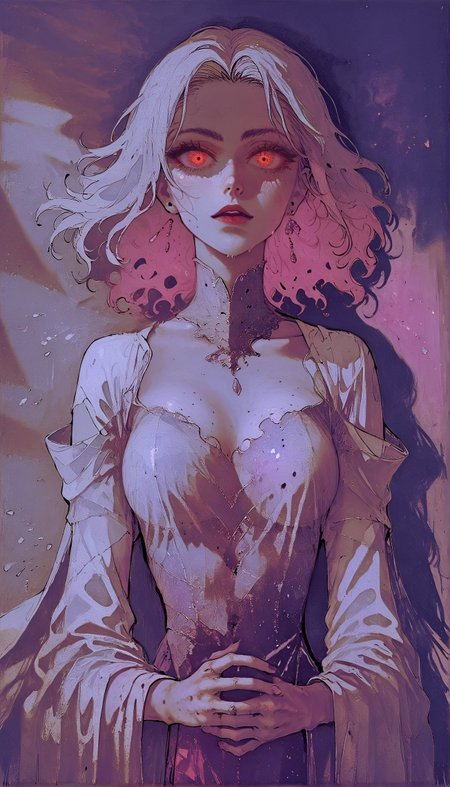 (score_9, score_8_up:1.1), score_7_up,   Elegant, etheral presence, woman, solo, glowing eyes, an enigmatic aura, shadows, fiery light, dark and red ambiance, depth blur, enigmatique, mysterious, armored dress, beutifuly, curvy, dark dress, infected face, ful body, colorful dress  <lora:Expressive_H-000001> expressiveh  <lora:vixon gothic oil style:0.7> d4rk01l  <lora:Gothic Art 2 Style SDXL_LoRA_Pony Diffusion V6 XL:0.5> <lora:Mon_XL:0.8> <lora:Pony_DetailV1.0>
