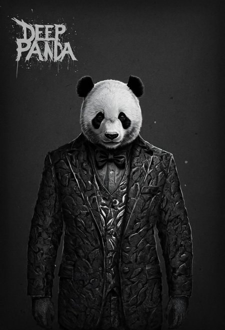 "DEEP PANDA"  Dapper Panda,   PANDA METAL BREAK dark ink art style,