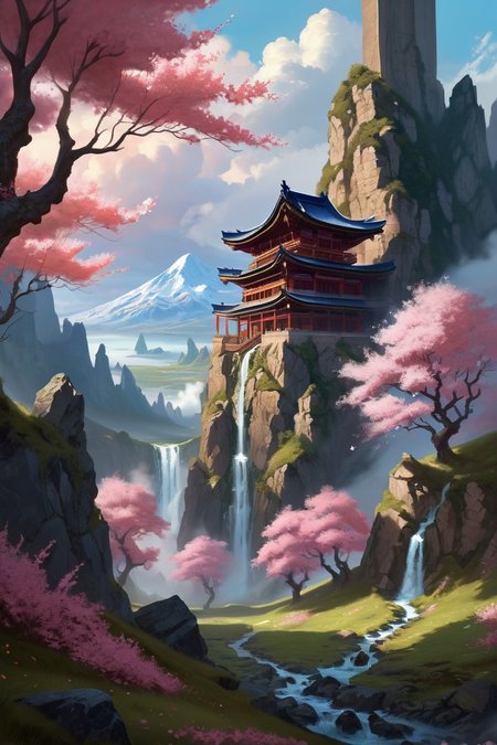 blossoming sakura forest with koinobori flags ,druidic stonehenges where earth-blood geysers erupt in ritual patterns, the air crackling with elemental convergence forces, mountainous_horizon,  evening,weather steamy under red light cinematic view, epic sky, detailed, concept art, high angle, high detail, warm lighting, volumetric, godrays, vivid, beautiful, trending on artstation, by Jeremy Lipking, huge scene, grass,flower, art greg rutkowski,
