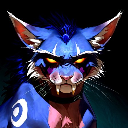 <lora:WoW_NEDruidCat_a1_1_NoobXL-eps>masterpiece,semi-realistic forms of felines,best quality,amazing quality,high quality,very aesthetic,absurdres,newest,shaded,digital media \artwork\,depth of field,wownedrucat,solo,feral,detailed cat,white blank eyes,transparent sclera,glowing with yellow eyes,full size portrait,dark blue eye markings,shoulder markings, a little opened mouth,sabertooth,side view,pose,Pink Gray Color fur,raspberry glace color hair,sad face,sitting,sad eyes, ears pressed back in fear, head looking at the viewer,eyes looking to the side,long realistic ears, ultra detailed realistic feline face, elegant white whiskers,  silver neclace with metallic buckle, fluffy hair that lays only on the back and forehead,darken ash color ears, light peach color nose,
