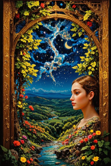 (night sky) beautiful surreal nature landscape, woman, intricate, very detailed, multilayer paint style, colorful, <lora:Hand v2:1> <lora:Anti-Blur:1> <lora:Insane Detail Slider:0.5>   <lora:Flux.1_Turbo_Detailer:0.6> <lora:flux-photo-transparent_Alpha_1.0:0.8> <lora:flux.1_lora_flyway_Epic-detail_v2:1> <lora:Painterly01b_CE_FLUX_AIT:0.8> pntrlyCE_style, <lora:VividlySurreal:0.8> <lora:PsykeV1:0.6>