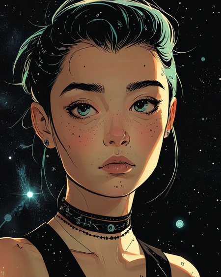 Touching Literal Punks Lyra constellation, in focus, <lora:The_Pulp_Session:1>