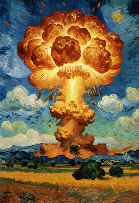 atom bomb explosion by van gogh