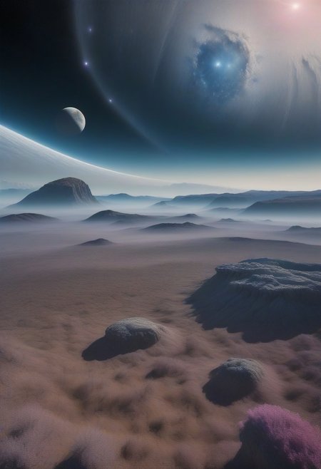 Alien Landscape: A surreal alien landscape with floating rocks, strange vegetation, and multiple moons in the sky. photography. Natural geographic photo. trending on artlist, Hyper-realistic, 16k resolution, intricate details. (masterpiece, award winning artwork) many details, extreme detailed, full of details, Wide range of colors, high Dynamic OverallDetailXL <lora:add-detail-xl:0.95> <lora:WildcardX-XL-Detail-Enhancer:0.9> <lora:xl_more_art-full_v1:0.2>