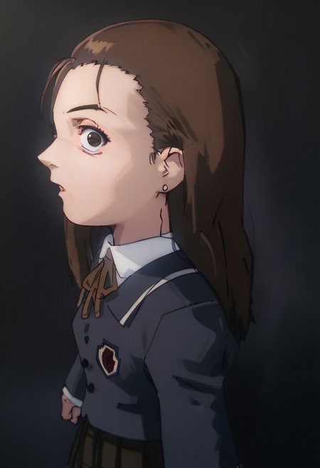 score_9, score_8_up, score_7_up, score_6, source_anime, iwakura mika, ((school uniform)), complete darkness, completely dark, pitch black, full obscurity, no light, dark night, chibi, from above side view, looking at viewer, surprised, black background