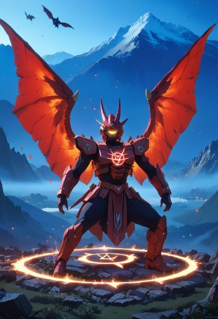 score_9, score_8_up, score_7_up, score_6_up,
summoning portal,
((Frieren summoning super  gundam)), 
 dragon wings 
(fantasy world, mountain, stars, night sky),