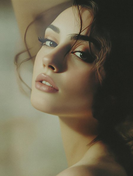 autochrome portrait study, over-shoulder glance,  neck tilted back, grainy color diffusion, subdued chromatic layers, dreamy light scatter, analog warmth meeting modern isolation –style ethereal