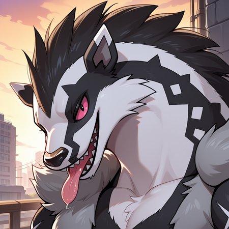 masterpiece, best quality, amazing quality, 1boy, solo, Obstagoon, close up,