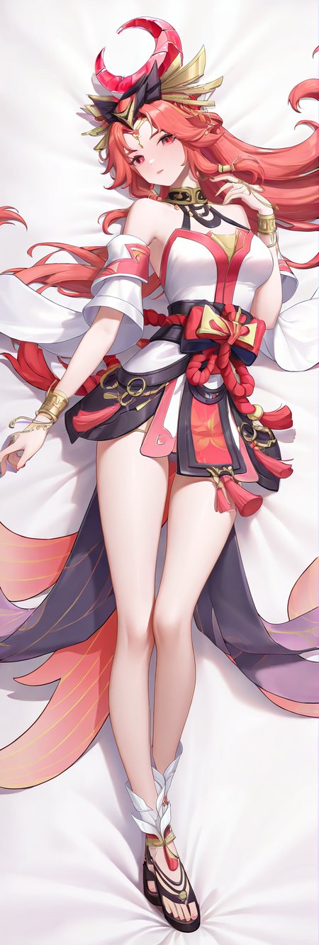 feiyuexing,1girl,solo,looking at viewer,simple background,white background,cowboy shot,<lora:feiyuexing-000012:1>,, masterpiece, best quality, very aesthetic, absurdres,newest, incredibly absurdres,, (dakimakura_(medium):1.1),from above,full body,
åå®¹
bed sheet,white bed sheet,