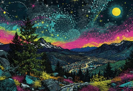 htly, dimly lit spot landscape, Long-exposure astro-photography, (starry ht sky:1.31), irregular shattered luminous star clusters in sky, (stellar background:0.9), (high-resolution) (sharp details:0.85),} vast rocky mountainside, scenic landscape view,  (high quality:1.22), (pui:0.01),  , 
(snow patches), (granite outcroppings), (evergreen forest), (trending:1.01) )(high image quality:1.08), (RAW:0.72),(high resolution photograph:1.28),high definition,amazing quality, newest,   p3,s20