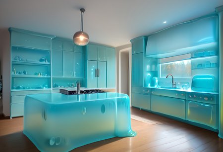 hud_mdrn_kitc,  No humans, kitchen, scenery, indoors, modern kitchen made out of slime, appliances made out of slime, cabinets made out of slime, neutral colors, earthy tones, 
natural light, no bright spots, (((wood colored slime))), (((slime colored with earth tones))), (((not blue slime))), 
((translucent slime)), ((transparent slime)), made of water, (bioluminescent slime), sl1m3, slime, slime-morph, ais-blmn, saturated colors, no creatures, no humans, no monsters, no pokemon, scenery only, scenery, ral-lava, watce, je11y, gummymorph,