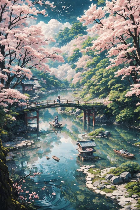 (japanese fisher woman:1.2), portrait, pretty, beautiful, adorable, lovely, japanese landscape, (fishers village), Columbia Green short yukata, (very detailed), dog, peasants, sakura trees, bridge, boats, best quality, realistic, sharp focus, sunny sky, natural light, backlight, shadows, high contrast, hdr,  reflections, <lora:Detail Tweaker LoRA add_detail:0.7>  <lora:depth_of_field_slider_v1:5> <lora:SDXLrender_v2.0:0.8>