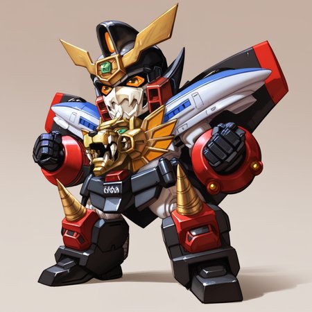 (score_9:0.9),score_8_up,score_7_up,rating_safe,(zPDXL3),(zPDXL),anime_style,
<lora:GaoGaiGar girl ponyXL v1:1>,
chibi,gaogaigar,super robot,(((no humans))),chibi,looking up,clenched hands,solo,gradient background,v-fin,from side,from below,science fiction,standing,full body,