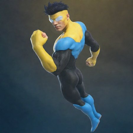 a man, wears a yellow and blue and black costume, blue boots, close up portrait, space, stars, detailed face,  highly detailed, photography, ultra sharp, film, bokeh, professional, 4k  <lora:Invincible_V2_-_SDXL-000003:0.8>