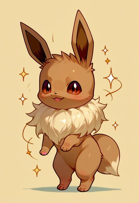 score_9, score_8_up, score_7_up, source_anime, solo, Eevee, looking at the viewer, (Feral eevee, chibi body:1.3), excite, dancing, simple background, (detailed image, high resolution, 5k resolution:1.0), (chibi art style:1.1)
