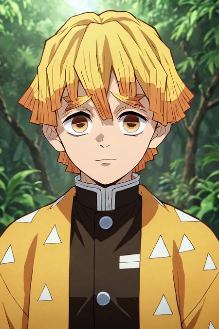 score_9, score_8_up, score_7_up, score_6_up, score_5_up, score_4_up, BREAK source_anime, anime screencap, , , looking at viewer, upper body, depth of field, 1boy, solo, male focus, <lora:zenitsu_agatsuma_pony:0.74>, zenitsu_agatsuma, , demon slayer uniform, , An enchanted forest where magical creatures and plants abound, , <lora:sdxl_lightning_8step_lora:1>