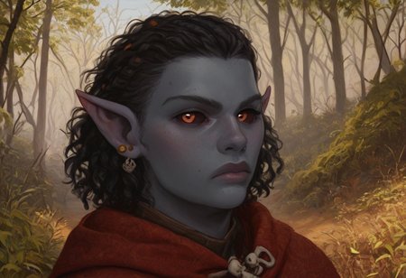 solo, short pointy ears, full body, piercings, random elf face, aquiline features, male dark elf, masculine, facial hair, brow rings, beaded piercings, weathered skin, blue-grey skin, chiseled features, large nose, insect chitin armor, insect chitin helmet, insect chitin ornaments, stylized insect pattern, athletic build,  animated realism, zoomed out, Syrian features, torso, yurts, tents, native camp, elegant berber tapestries, dead desert trees, ash dunes, distant volcano, ashy soil, grey green foliage, distant grey hills, sunrise, gloomy lighting, grey fabric awnings, dark wood posts, light dust clouds, grey-blue skin, grey skin, mahogany and ivory clothes, medium armor, bone plate armor, ivory straps and fittings, alien bone ornaments, grey wood neckguard, dark red sclera, black pupils, blue-green light, neon, highly detailed, defined features, looking at viewer, three quarters view, from side, dynamic lighting, 29 years old, light and shadows, patterned cloth, annoyed expression, expressive eyes, detailed medieval clothes, short hair, wavy hair, thick hair, beaded hair, braided hair, under cut hair, semirealistic, alien elf, spanish features, jewish features, black hair, dark red hair, umber skin, sharp features, pastel green inuit print cloak, nighttime, high detail, absurdres, pretty eyes, detailed eyes, red eyes,