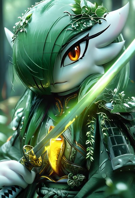 (((gardevoir))), female, anthro, masterpiece, ultimate detailed, tiny finnest details,
rilex lenov artstyle, Fierce japanese gardevoir warrior is holding a reflective shiny (katana:1.3), (the light is reflected in the katana blade:1.6),, looking at viewer, close-up, torso, detailed face, detailed blade, close-up shot