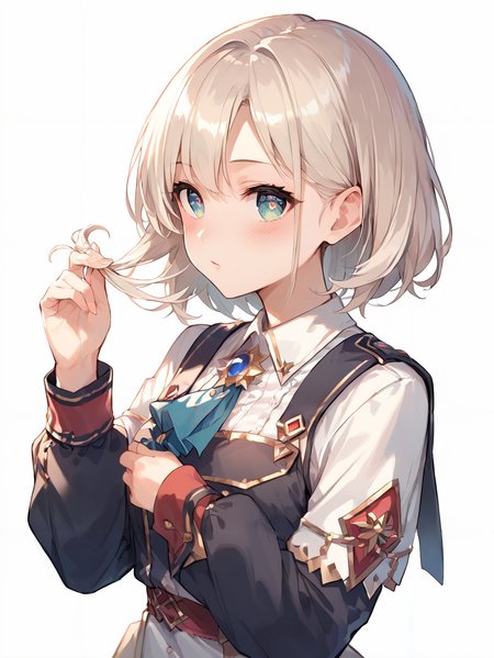 score_9, score_8_up, score_7_up,source_anime, high res image,masterpiece,best quality,(girl:1.0),cute face,clear skin,shiny hair,ultra detailed eyes,simple background,   <lora:playing with own hair_pony_V1.0:1> playing with own hair, blush,looking hair