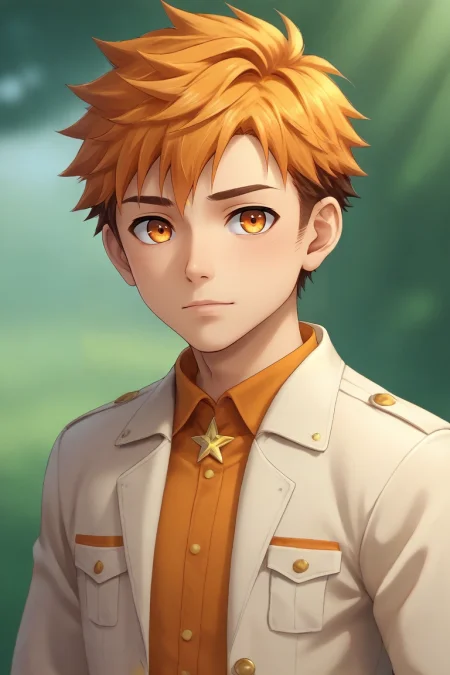 score_9, score_8_up, score_7_up, source_anime, rating_safe, intricate details, (3d:0.4), looking at viewer, depth of field, 1boy, solo, male focus, <lora:hiro_akiba_pony:0.9>, hiro_akiba, orange hair, orange eyes, short hair, multicolored hair, brown hair, , , , <lora:sdxl_lightning_8step_lora:1>