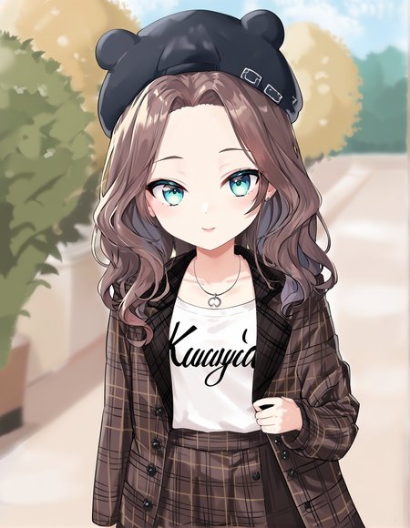 score_9, score_8_up, score_7_up, source_anime, anime, BREAK, best quality, very aesthetic, crisp image, absurdres,  hotfiy, outdoors, <lora:natsuiromatsuriponyXL1_0:1>, 1girl, matsuristreetcasual, animal hat, jacket, forehead,