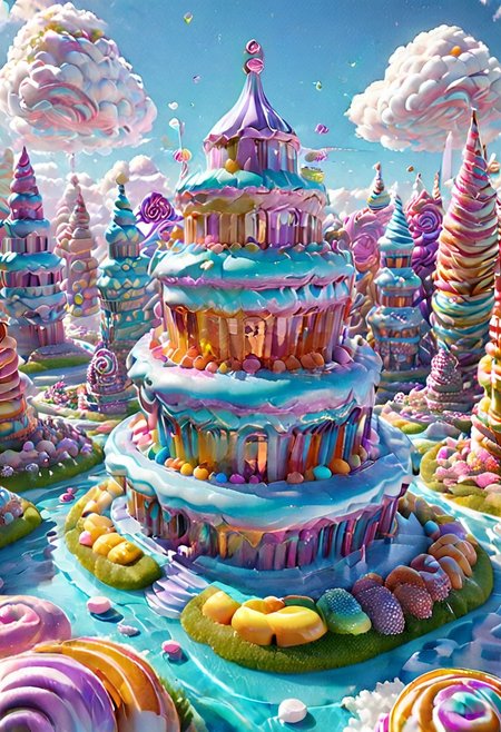 castle,
A traveler looking at a gigantic castle made of dozens of towers, medical, white, grass,floating island, multicolored clouds, castle on top of floating island, Candy ,labyrinth