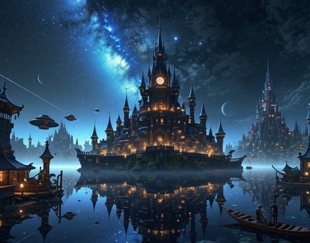 (epic:1.2), trending on artstation, (high quality:1.2), (masterpiece:1.2), high details, incredibly absurdres, colorful), (fairytale:1.33), (dreamlike:1.17), (Realistic Anime style:1.16), (soft focus:1.16), (Psychedelic Art:1.33), (Astropunk:1.29), (Panfuturism:1.27), (comp_bottom:0.56) (2/3_front:1.36) ,, (animal:(Jay bird:1.19), (Dark Elf:1.12)),   , ,  (location:(milky way:1.36) (floating city:1.33) (dappled moonlight:1.27))