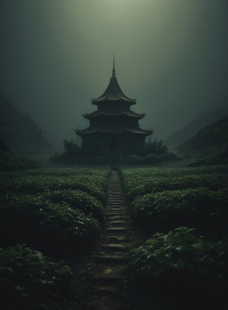 Aether cultivators with serene details, graphic illustration, hyperrealistic representation of gloomy layered with subtle geometry, matte, Medium close-up, naive style, <lora:Consistency Corrector XL:0.4>, Technical photography, <lora:zavy-cntrst-sdxl:1.3> dark, low-key