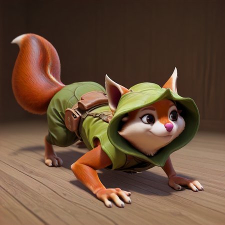 furry, Hoodwink. squirrel <lora:Hoodwink Illustrious:1>, crawling