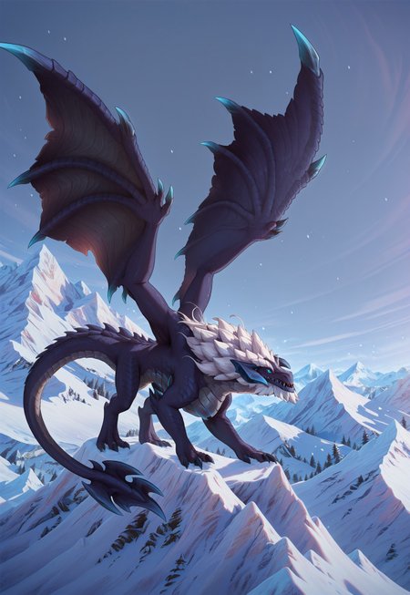 masterpiece,best quality,amazing quality, BREAK, 
solo, feral, dragon, male, dark blue body, 
, elder_dragon, low horns, wings, blue eyes, claws, tail, 
Standing on the mountain, cloud,