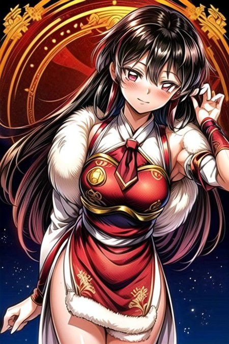 best quality 1girl Setsun4 solo long hair,  (night time) forest background black hair very long hair purple eyes multicolored hair armor, small, (fur trim) (medium body),<lora:EMS-179-EMS:0.800000>,<lora:EMS-293862-EMS:0.800000> bow, hair_bow, hair_tubes, red_bow, brown_hair, long_hair, bangs, ascot, frilled_bow, yellow_ascot, blush, smile, hair_between_eyes, athletic, armor, miko, ,(((intricate outfit,intricate clothes,embroidered outfit,ornate outfit,embroidered clothes,ornate clothes))), strengthmda